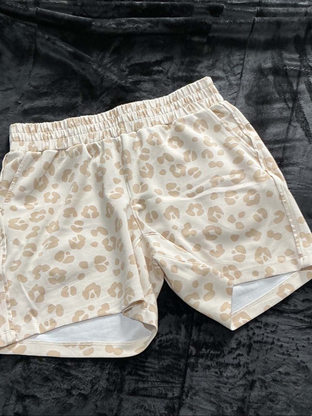 LuLaRoe Cream and Beige Leopard Athletic Lounge Shorts